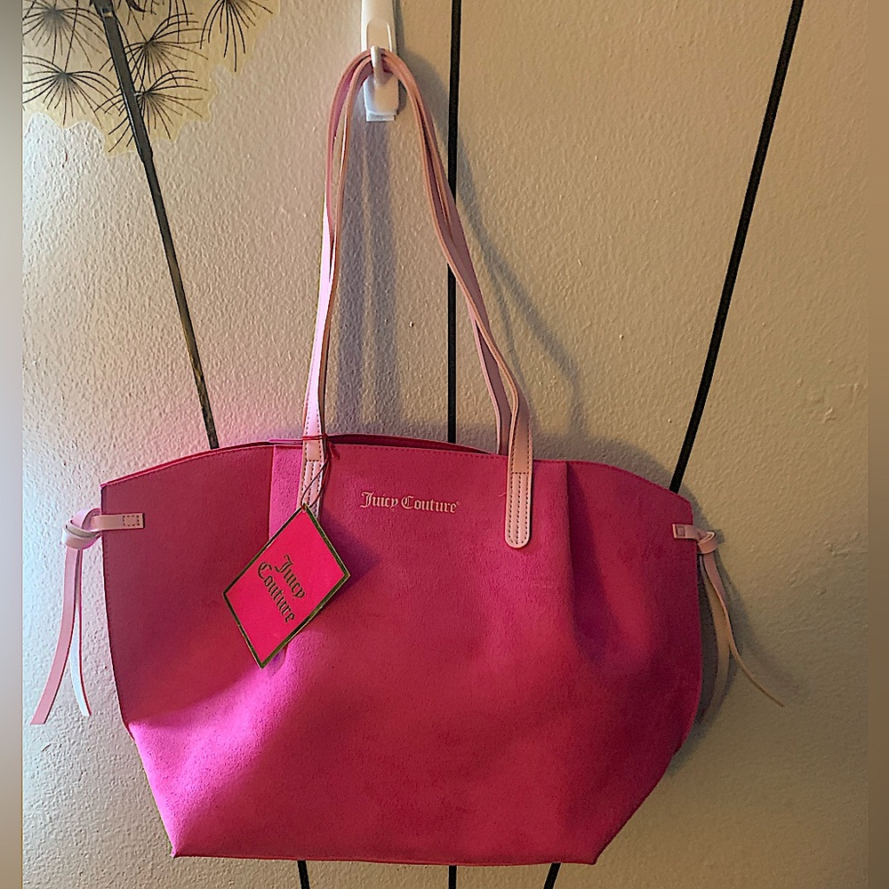 Juicy Couture Pink Suede& Faux Leather Tote Bag Excellent Condition NWT